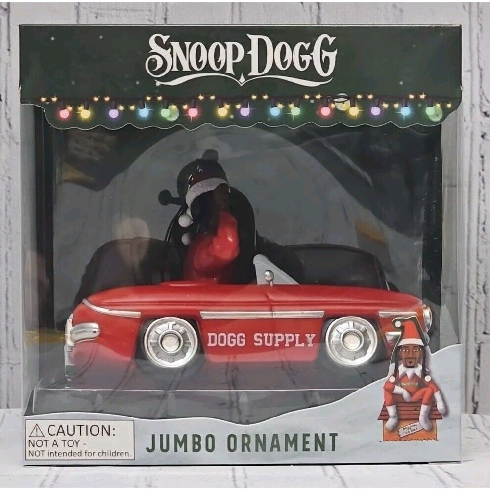 Snoop Dogg Snoop On The Stoop Red Car Convertible Jumbo Christmas Ornament NIB